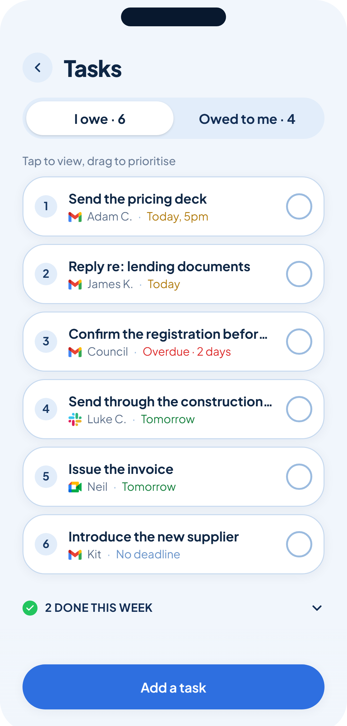 Your list of tasks